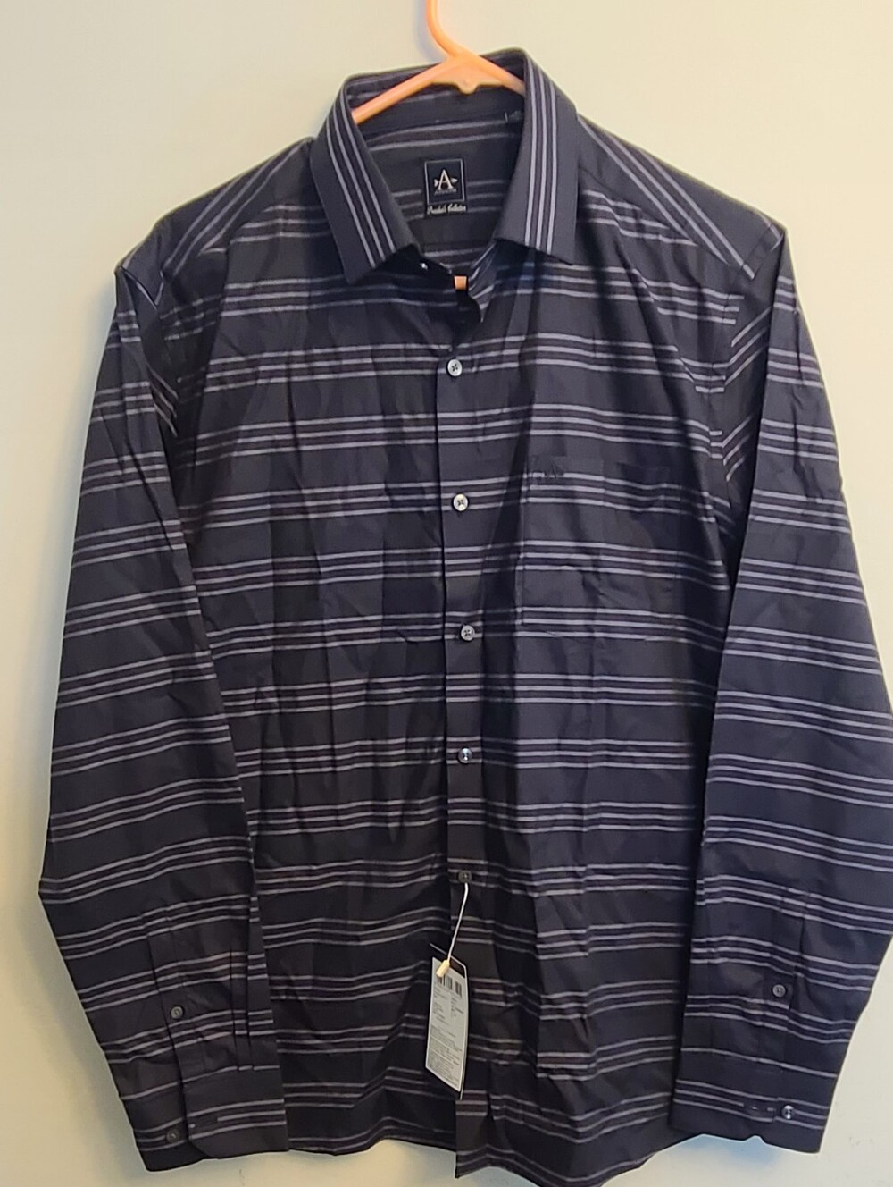 Arrow President's Collection Men's Navy Button-Up Dress Shirt Size 40 Large